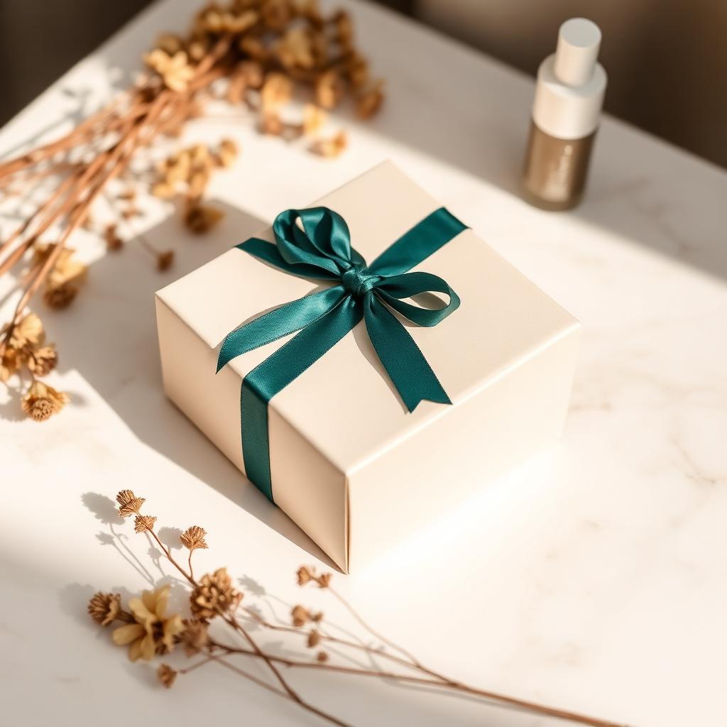 Elegant verpackter Gutschein für eine Beauty-Behandlung
